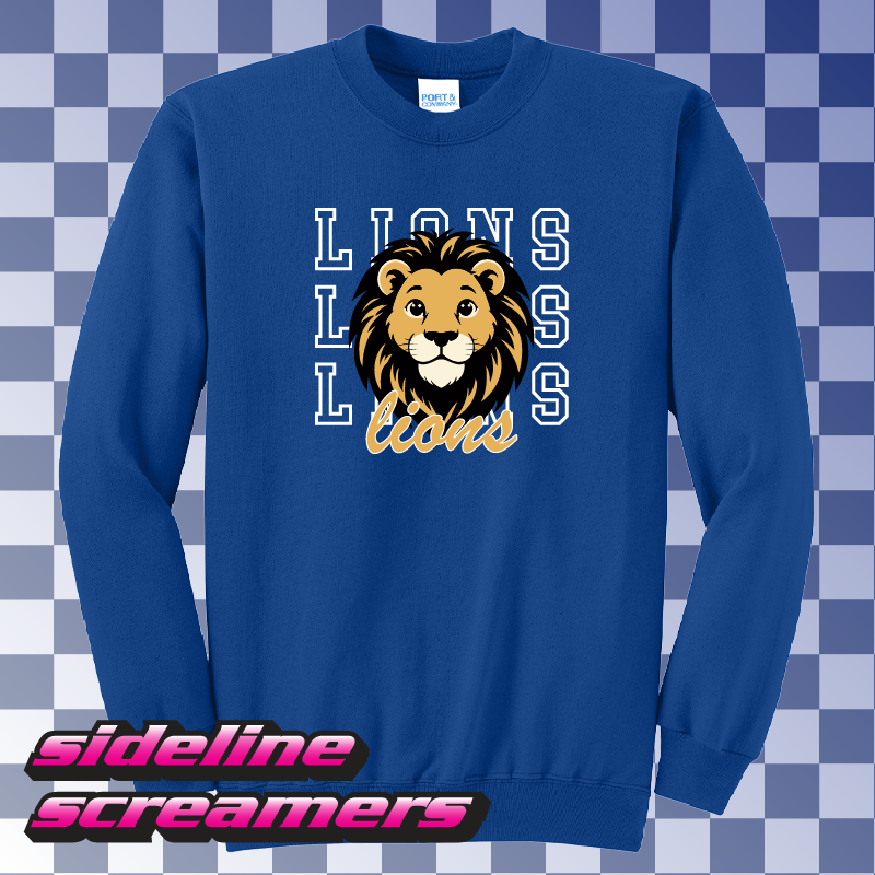 STEVE LUTHER ELEMENTARY THREE LIONS CREWNECK SWEATER