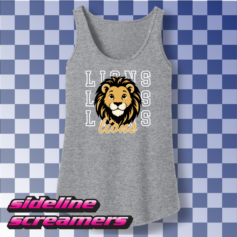 STEVEN LUTHER ELEMENTARY THREE LIONS WOMENS BASIC TANK