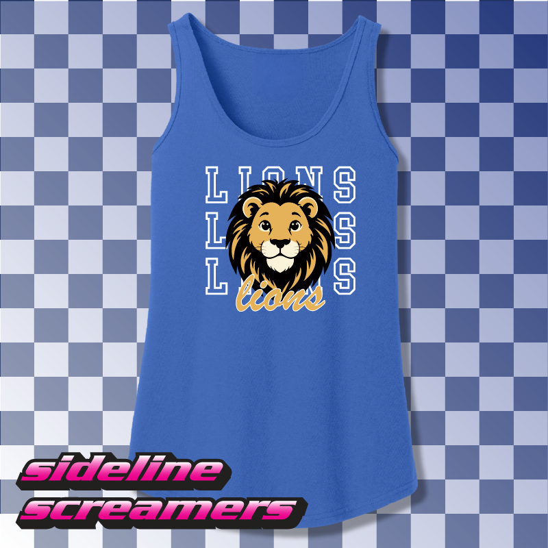 STEVEN LUTHER ELEMENTARY THREE LIONS WOMENS BASIC TANK