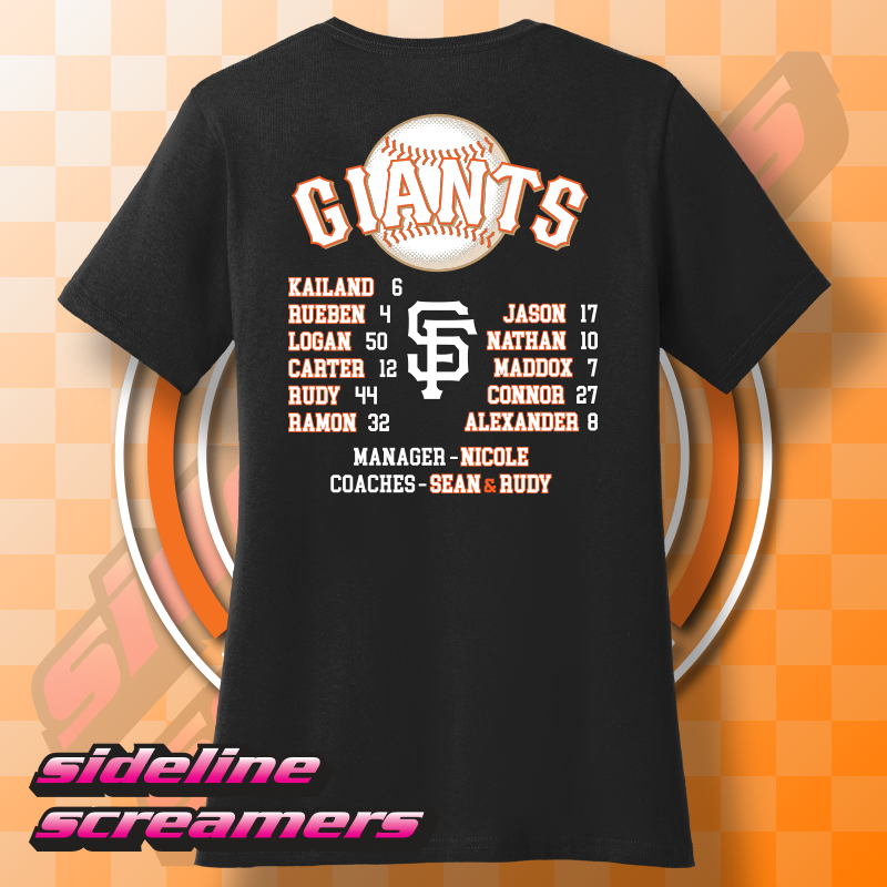 CYB MUSTANG GIANTS ROSTER WOMENS V-NECK T-SHIRT