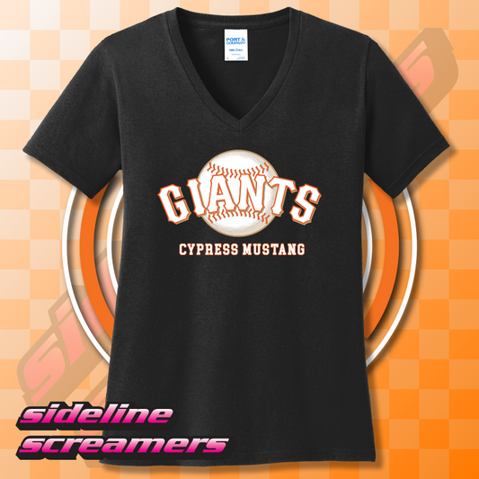 CYB MUSTANG GIANTS ROSTER WOMENS V-NECK T-SHIRT