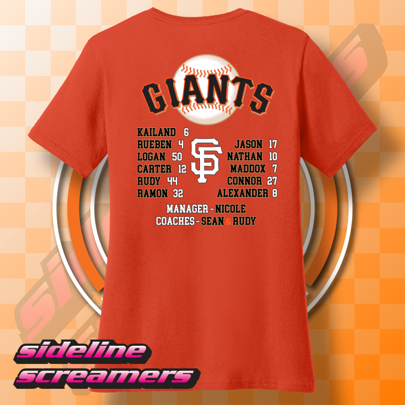 CYB MUSTANG GIANTS ROSTER WOMENS V-NECK T-SHIRT