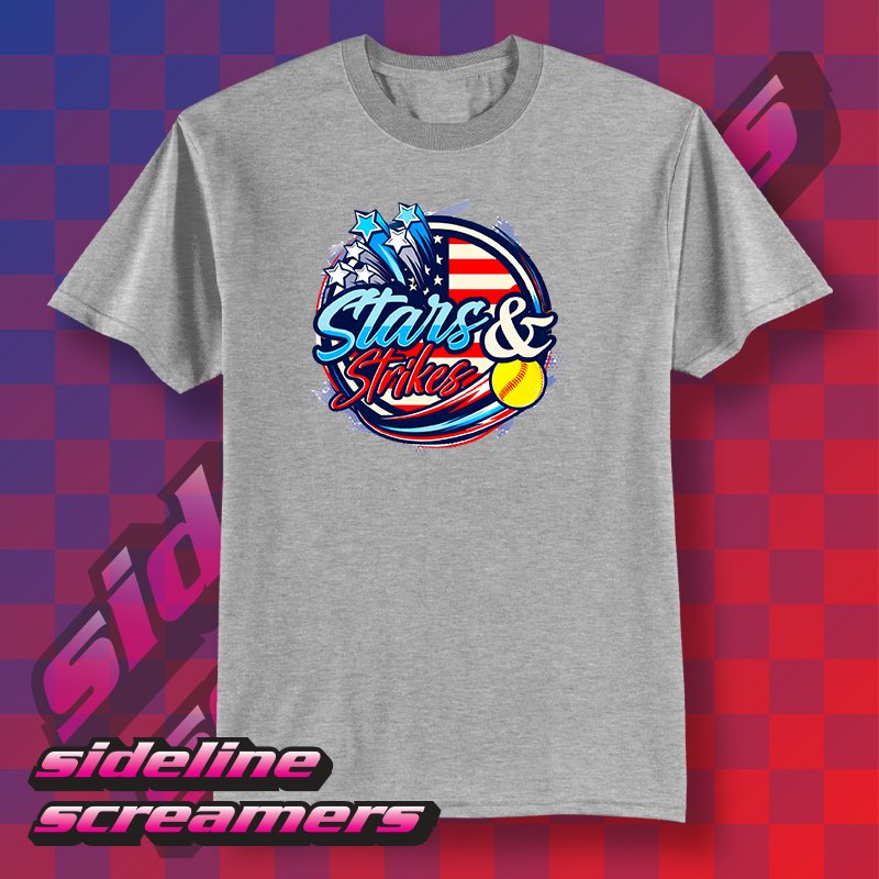 STARS AND STRIKES SOFTBALL T-SHIRT
