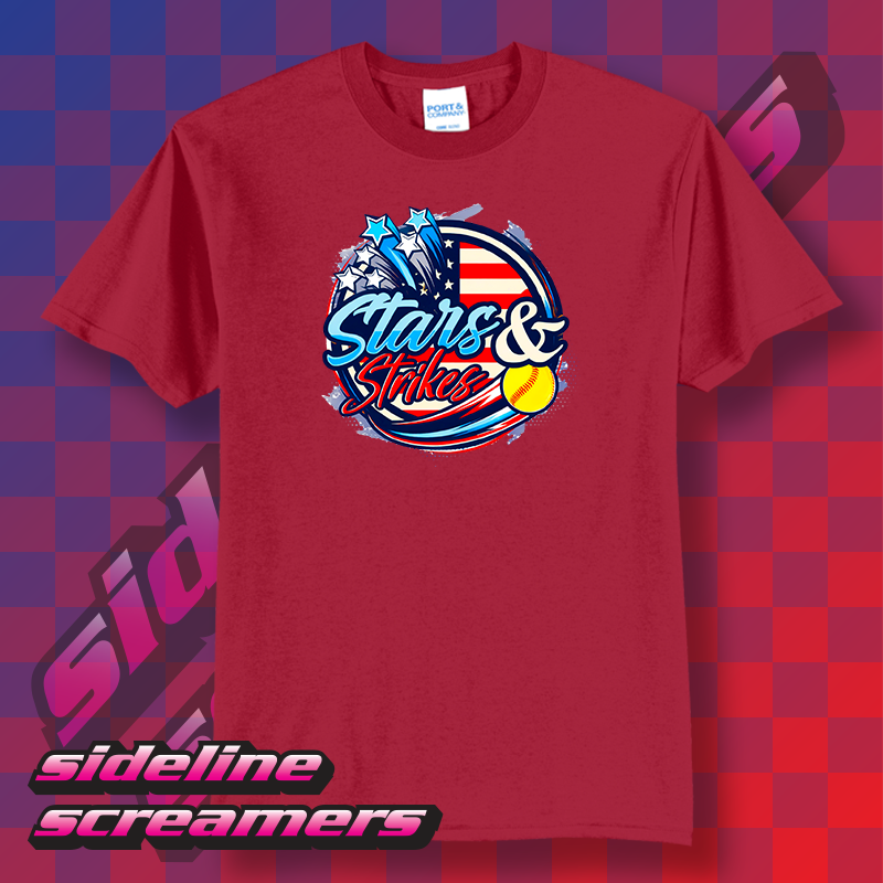STARS AND STRIKES SOFTBALL T-SHIRT