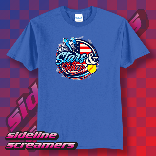 STARS AND STRIKES SOFTBALL T-SHIRT